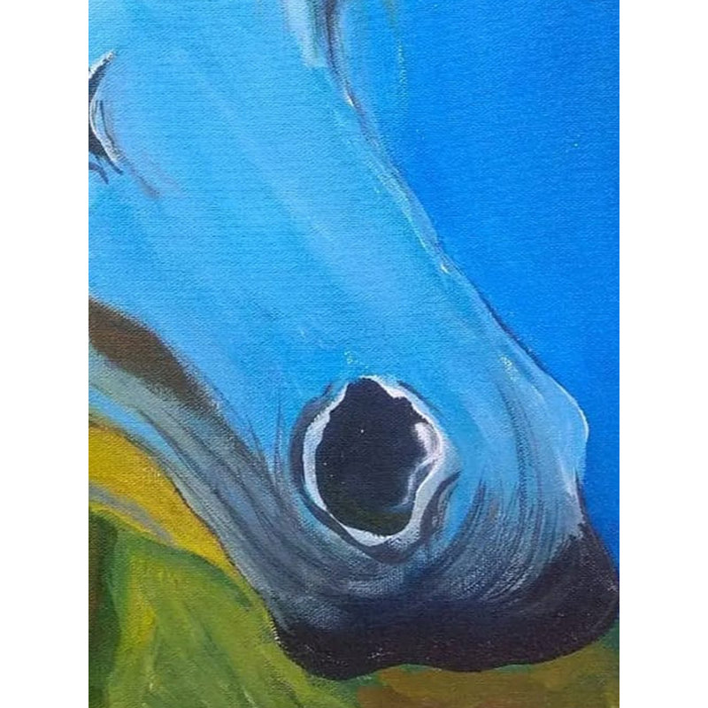 Cheval bleu | Acrylique sur toile | Par Kashiram Kharde