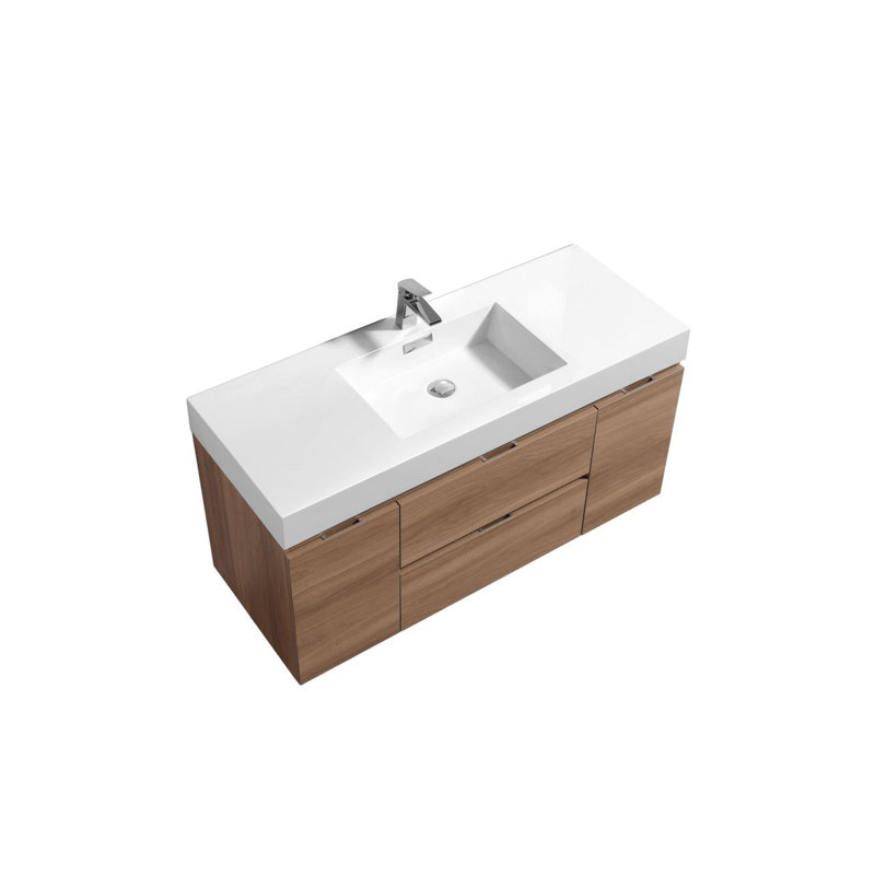 47.25'' Single Bathroom Vanity with Acrylic Top, Honey Oak