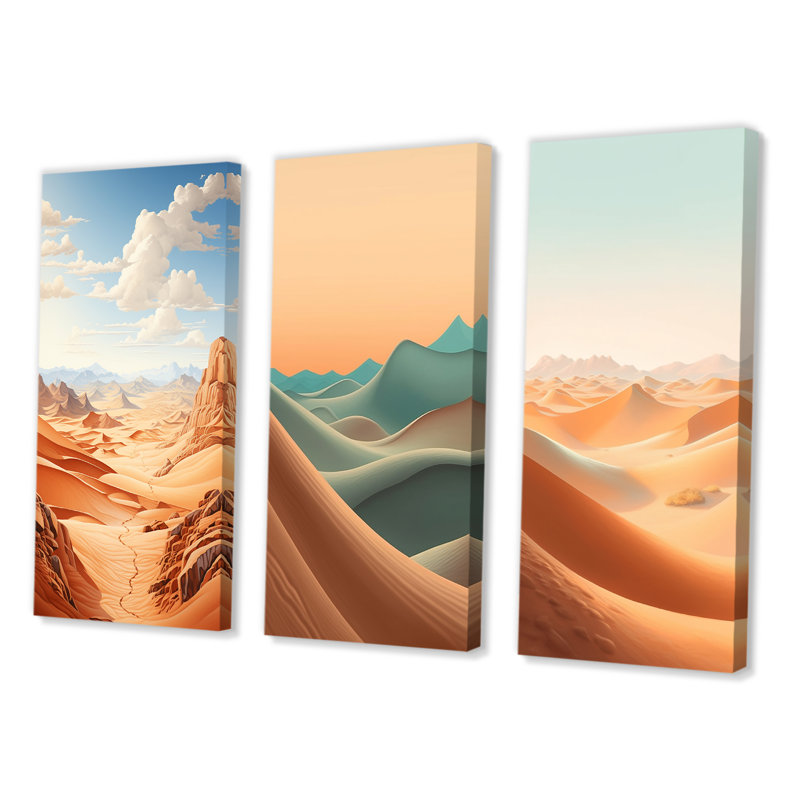 «Desert Dunes», 3 pièces sur toile, Toile tendue, H 40 po x l 60 po