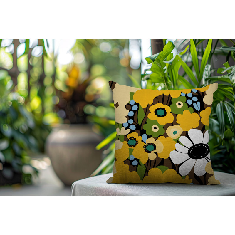 Coussin Maya, Carré 16 po, Jaune
