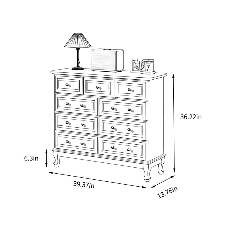 Multifunctional drawer storage cabinet, Ivory