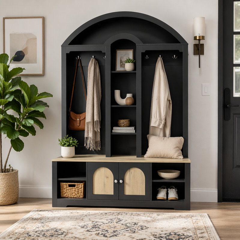 Armoire / vestibule multifonctionnelle, vestibule, Black+Natural
