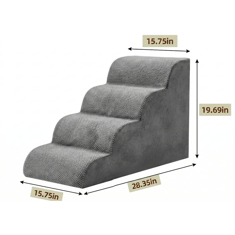 Escalier à quatre marches pour grands chiens et chats, hauteur de 20 pouces pour accéder aux canapés, canapés et fauteuils, rampe intérieure antidérapante et robuste pour animaux de compagnie