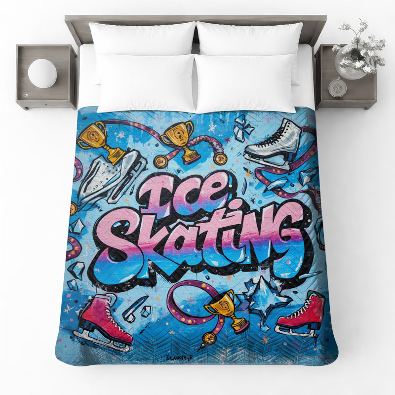 Graffiti Ice Skates Quilted Bedspread All Sizes, King