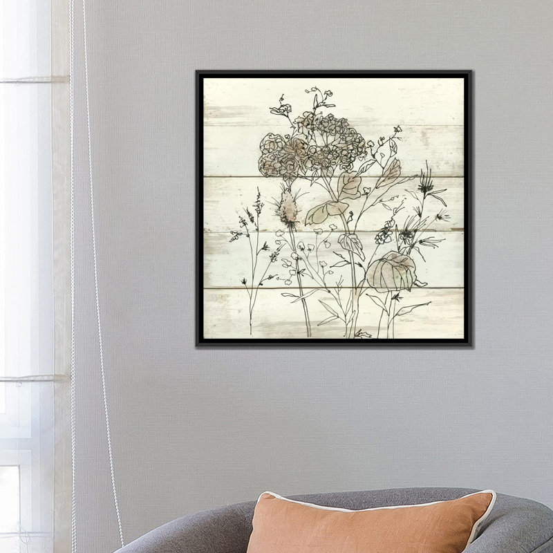 «Dried Flower Study II», impression sur toile, H 18 po x l 18 po x P 1,5 po, Toile encadrée noire, Pas de tapis