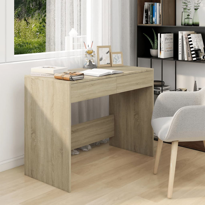 Desk with Drawers Computer Desk Home Office Study Table Engineered Wood, Sonoma Oak