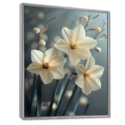 Jonquilles monochromes grises et blanches Photo I - Décoration murale jonquilles
