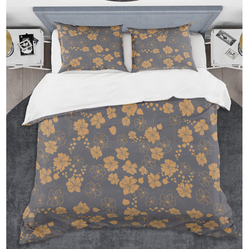 Ensemble de housse de couette rétro handdrawn pops ii mid-century, Housse simple + 1 taie décorative