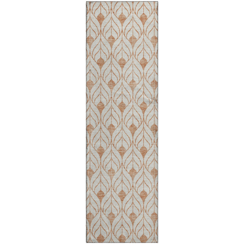Premium Machine Washable Prisco Salmon Rug, Runner 2'3" x 7'6"