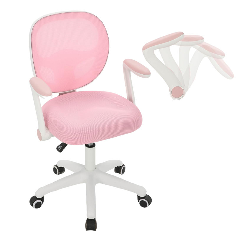 Chaise de bureau ergonomique pour enfants, chaise d'étude pivotante à hauteur réglable, Pink