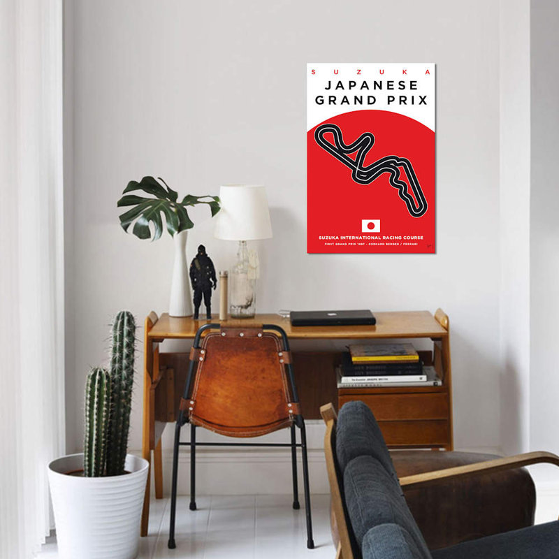 Impression sur toile, "f1 suzuka course track" minimal movie, H 60 po x l 40po x P 1,5 po, Toile tendue, Pas de tapis
