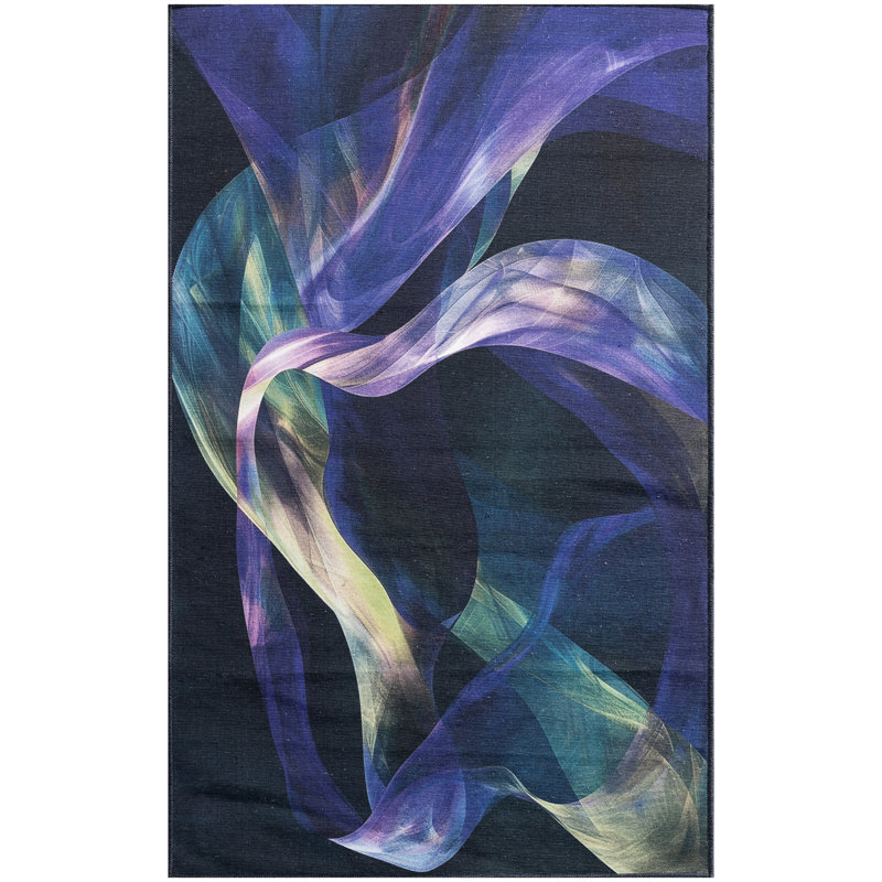 Ivy Bronx Washables Blue Multicolor Modern Indoor Rug, Rectangle 3' x 5'