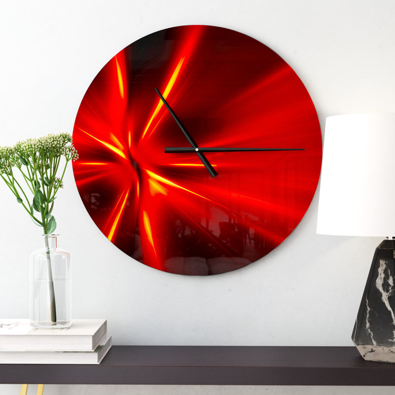 Red and Yellow Rays - Modern wall clock, Medium