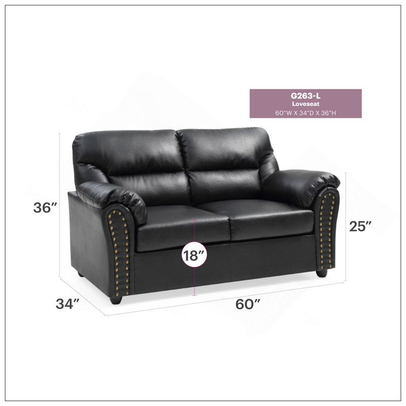 Chic Black Padded Love Seat For Modern Living