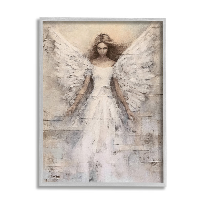 Gray Floater Framed Abstract Angel Canvas Print, 25 x 31
