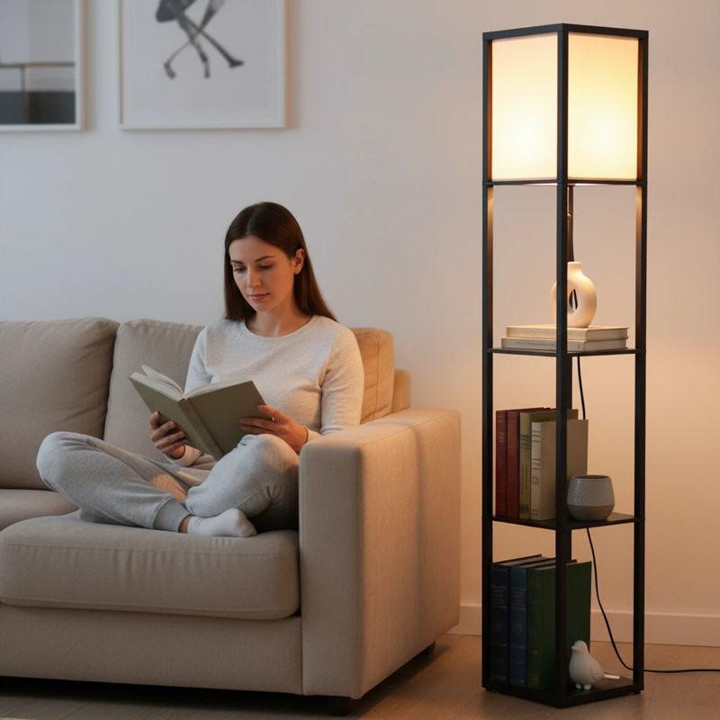 62.6 Inch Column Floor Lamp With 9w Dimmble Led Bulb For Living Room Home Deco