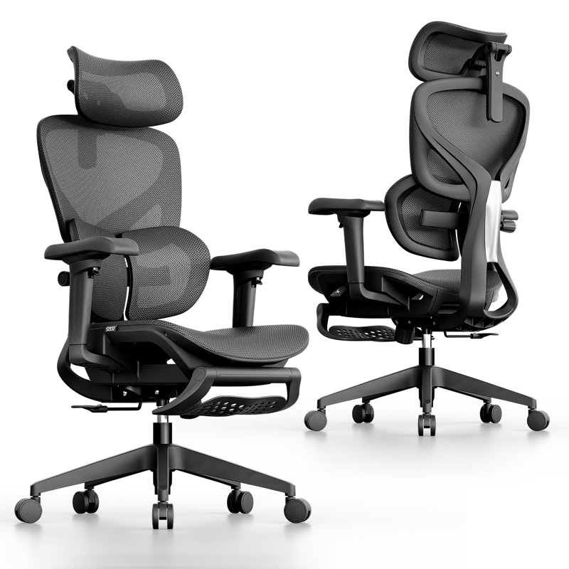 Ergonomic Mesh Office Chair with Adjustable Seat Depth, Dynamic Lumbar Support, and Footrest, Black