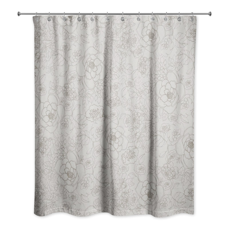 Dannesha Floral Single Shower Curtain, Grey