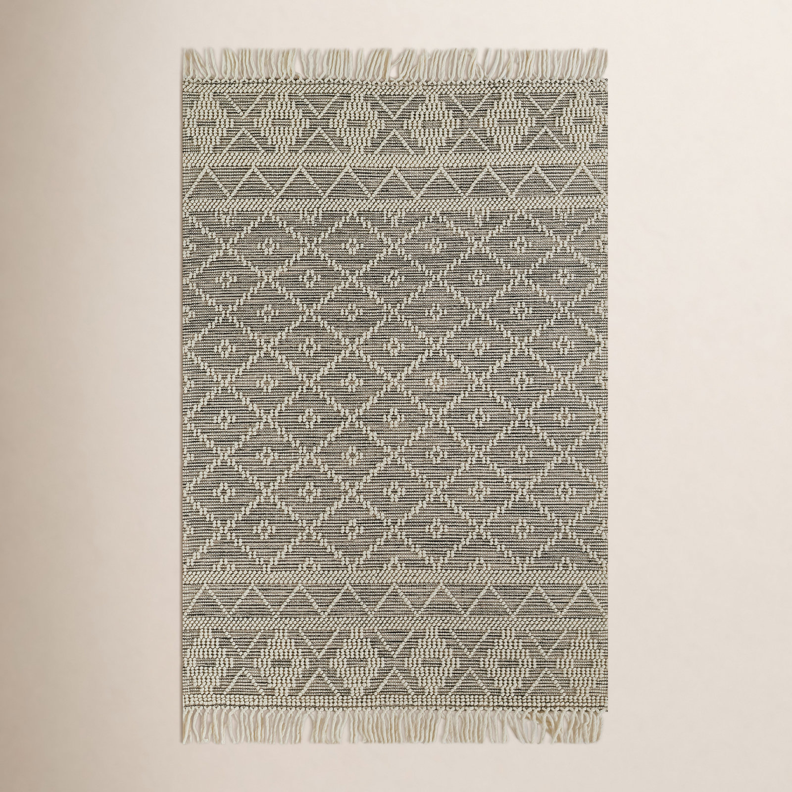 Alyson Beige Gray Hand-Woven Geometric Rug, Rectangle 9' x 12'