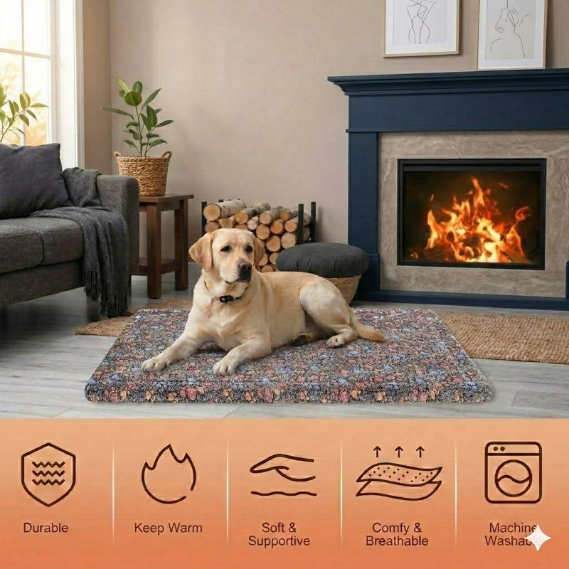 Tapis de caisse pour chien mesurant 42 par 28 pouces, tapis de caisse lavable à la machine pour les chiens de très grande taille, lit de caisse pour animal de compagnie antidérapant et coussin de chenil, tapis de couchage confortable pour chiots de for