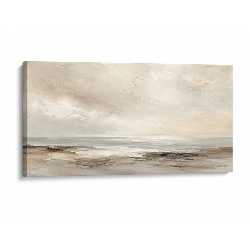 Iraima de paysage côtier brumeux beige et gris, L 55 po x H 27,5 po x P 1,5 po