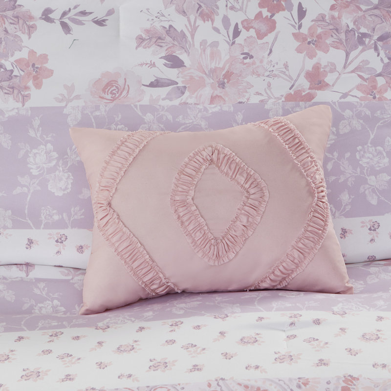 Romantic Pink Floral Paisley Full Comforter Set with Microfiber