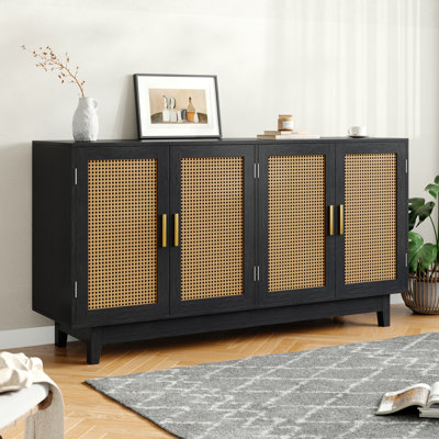 Youssouf 4 - Rattan Doors 57.9''W Sideboard with Solid Legs