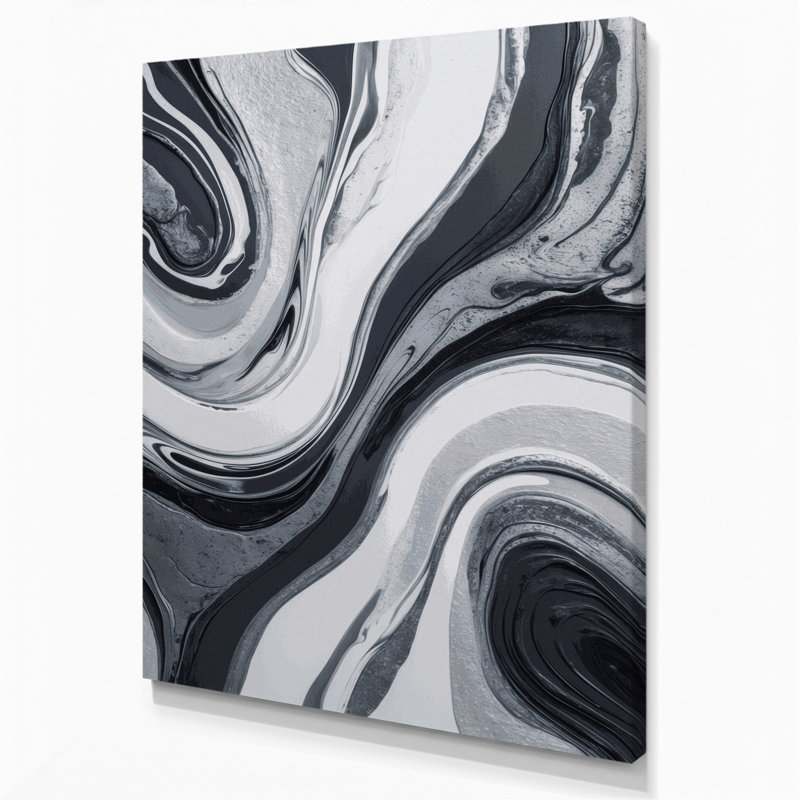 Abstrait art fluide sur toile gris 87, 14" H x 11" W