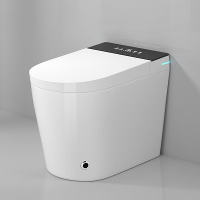 Yingze 10" Rough-In Compact Smart Toilet, Tankless Bidet with Heated Seat, Auto Flush & Foot Sensor for Small Bathrooms