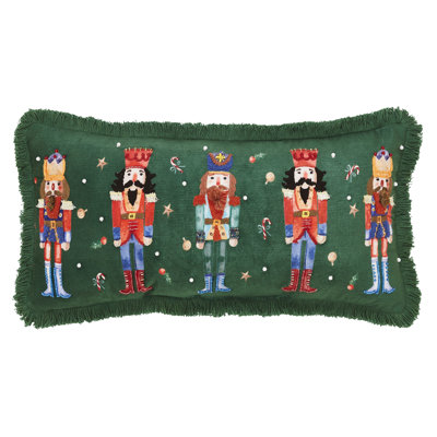 Nutcracker Green Fringed Pillow 12x24