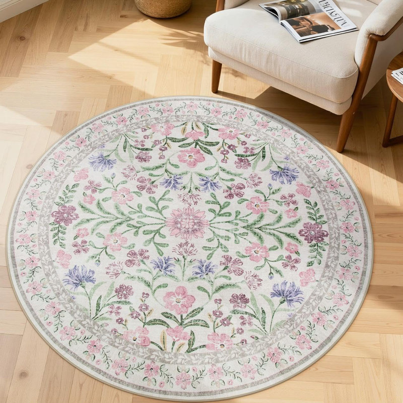 Kaldi Kaldi Oriental Botanical Floral Machine Washable Area Rug with Non-Slip Backing for Living Room, Dining Room, Bedroom