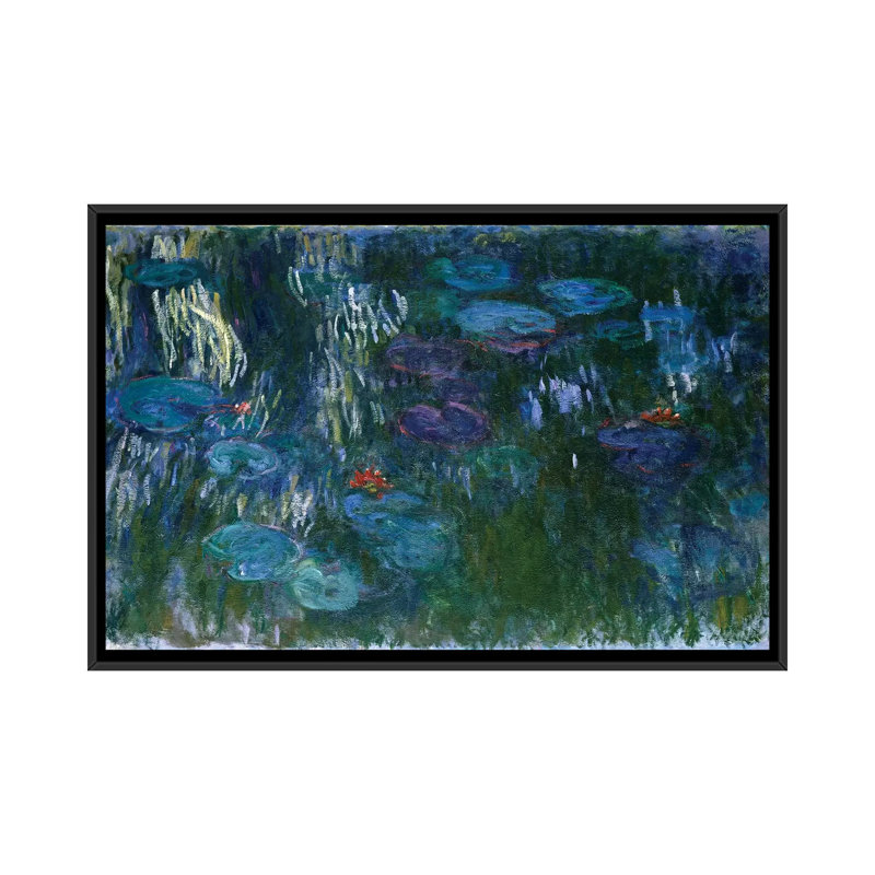 «Water Lilies, 1916-19», reproduction de Claude Monet sur toile tendue, H 18 po x l 26 po x P 1,5 po, Toile avec cadre noir