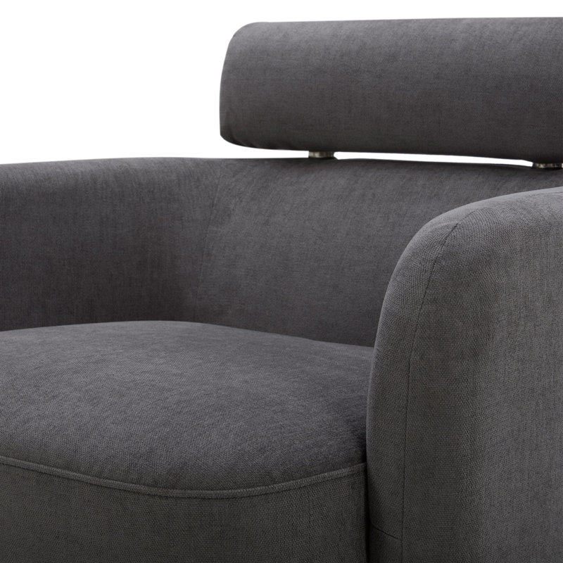 Fauteuil d'appoint pivotant avec appui-tête réglable Becerril, Frêne naturel, Gris foncé