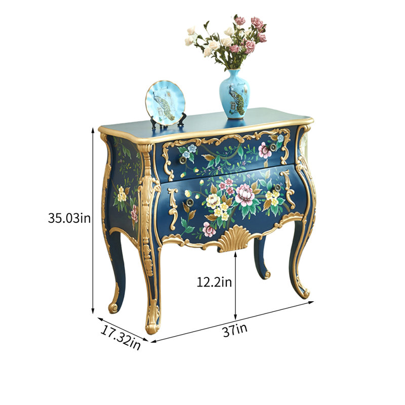 Commode décorative rétro en bois sculpté et sculpté