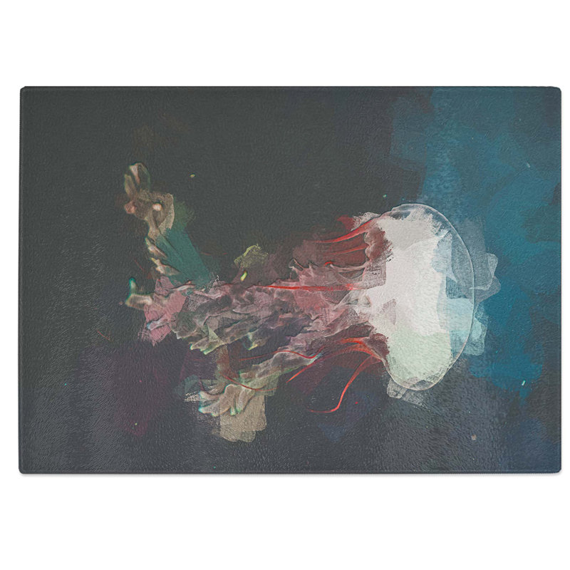 Tempered Glass Beauty of a Jellyfish Chopping Board, 28.5 cm W x 20 cm L