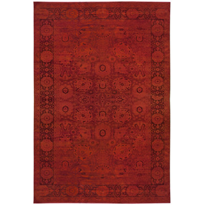 Tapis rouge / noir en laine noué à la main de conception unique 12 pi x 18 pi