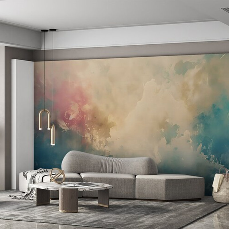 Aquarelle murale ciel éthéré, L 160 po x l 108 po