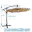 Parasol de patio à DEL solaire brun clair 10 pi - tissu respirant, 8 nervures, manivelle pour éclairage extérieur de la piscine-877450078
