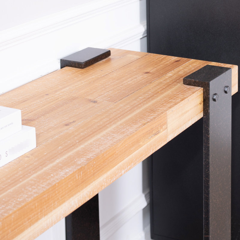 Table console rustique industrielle de 152 cm (60 po), pieds en métal imitation rouille vieillie, facile à nettoyer, avec pieds en bois d'ingénierie, spacieuse pour les essentiels.