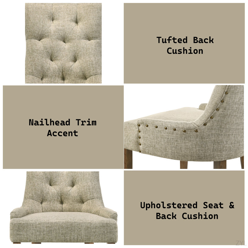 Ensemble de 2 chaises d'appoint en tissu beige et finition chêne récupéré, Beige, Chêne récupéré