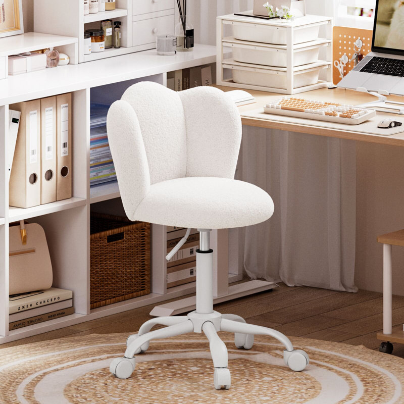 Office Chair, White Boucle