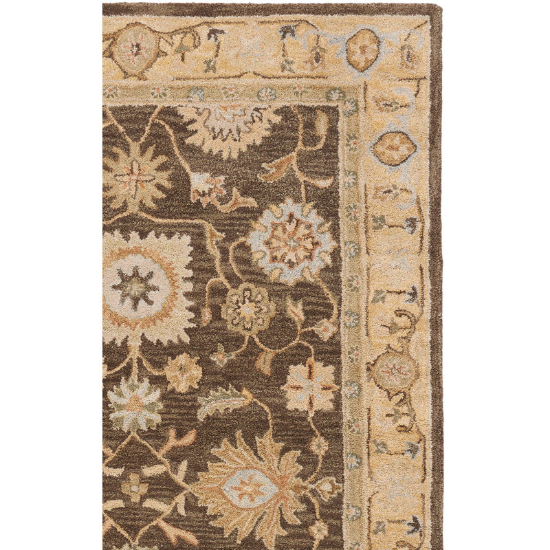 Tingley Oriental Handmade Tufted Brown/Taupe Area Rug, Runner 2'3" x 12'