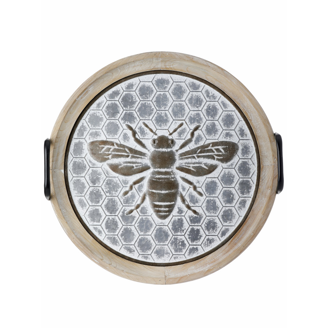 Aylaa Wood and Metal Bee Honeycomb Tray Rosalind Wheeler