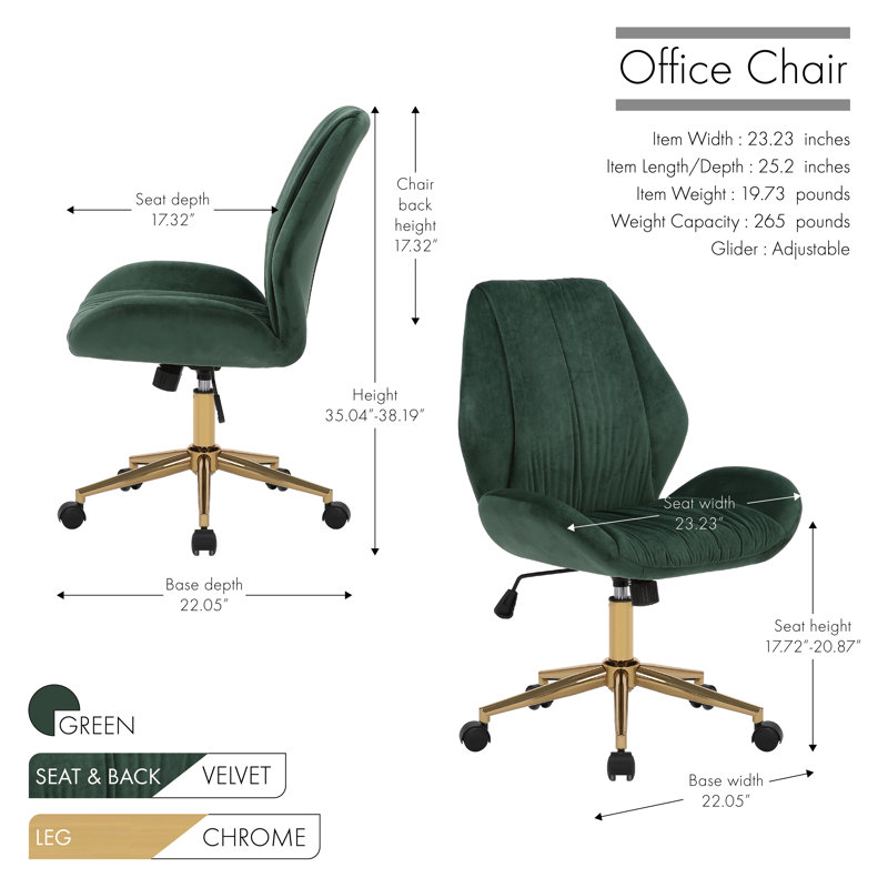 Velvet Task Chair, Green