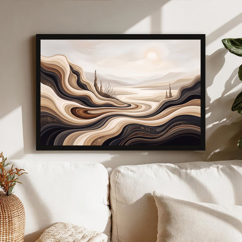 «Wavy Layered Hills in Earth Tones and sépia Sky», art mural sur toile, 20"H x 30"W