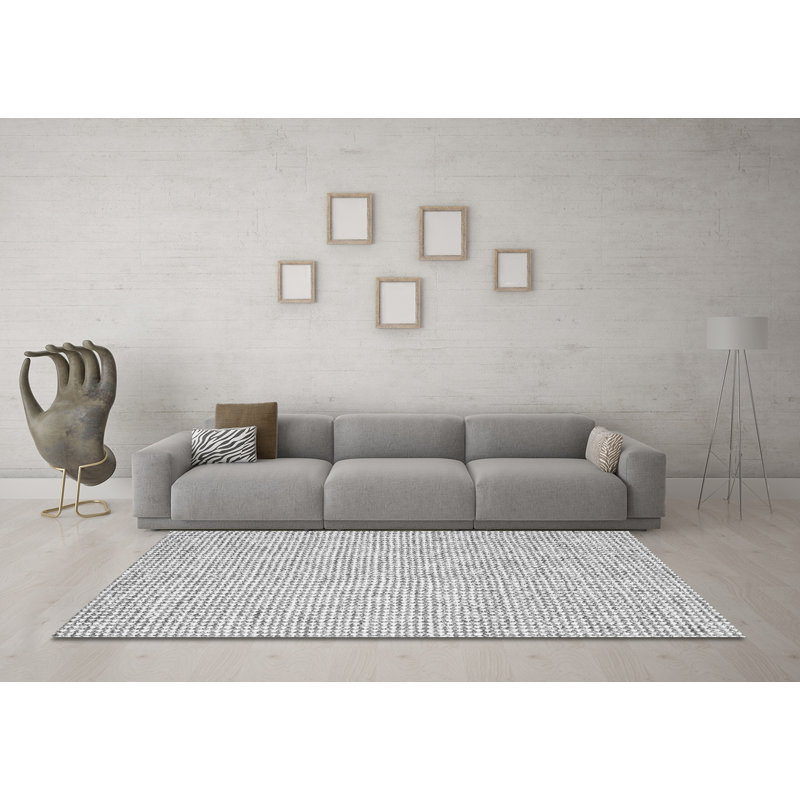 Tapis gris / blanc tissé à la machine Claverack, Rond 3 pi