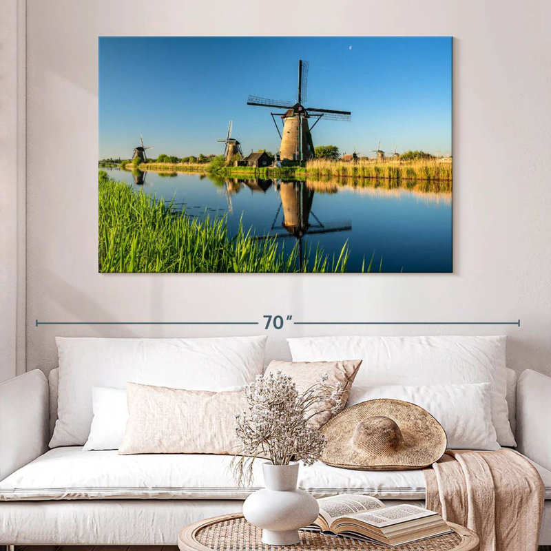 Alvord Kinderdijk Windmills At Sunrise, 34" H x 51" W