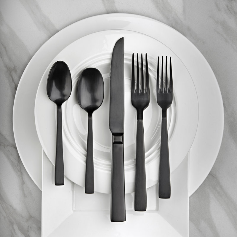 Fourchette à dîner en acier inoxydable 18/10 Roman, Noir mat