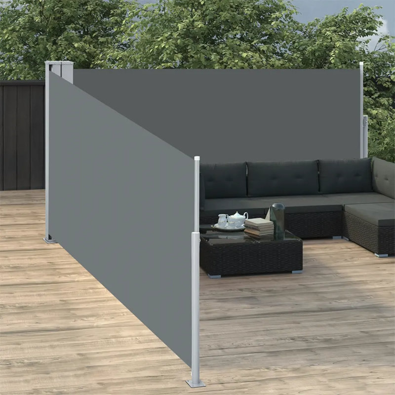 Dakota Fields 1000cm W x 0.285cm D Fabric Cover Motorised Retractable Side Awning, Anthracite, 100cm H x 1000cm W