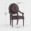 Chaise de bureau formelle avec accoudoirs en similicuir brun foncé et garniture cloutée